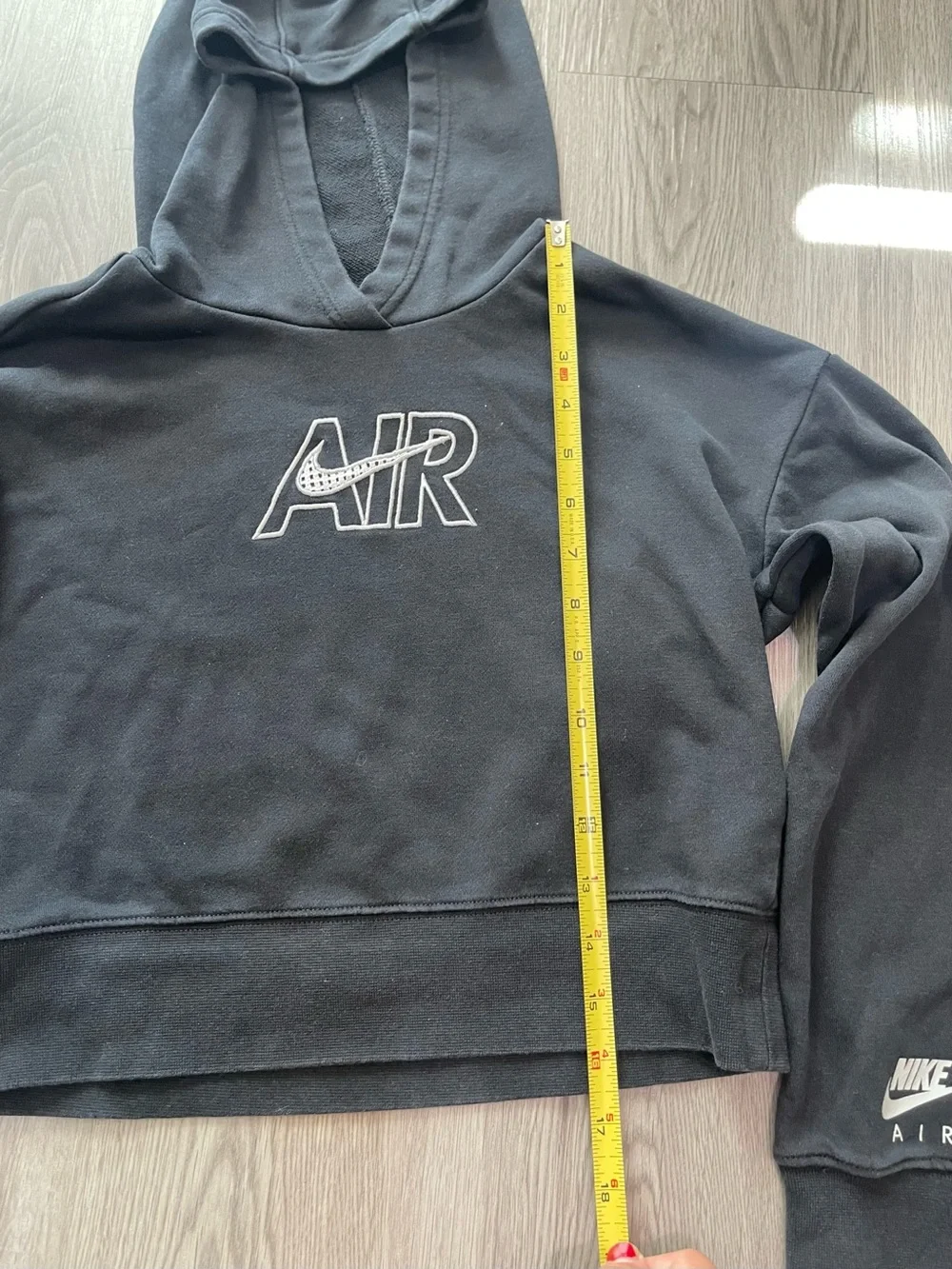 Nike Black Cropped Air Hoodie with White Logo